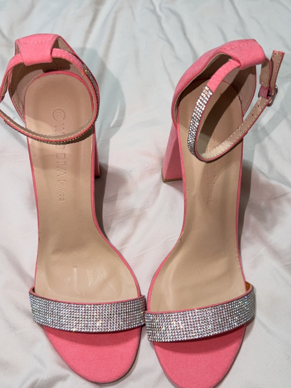 Diva Hot Pink Crystal-Embellished Ankle-Strap Heels